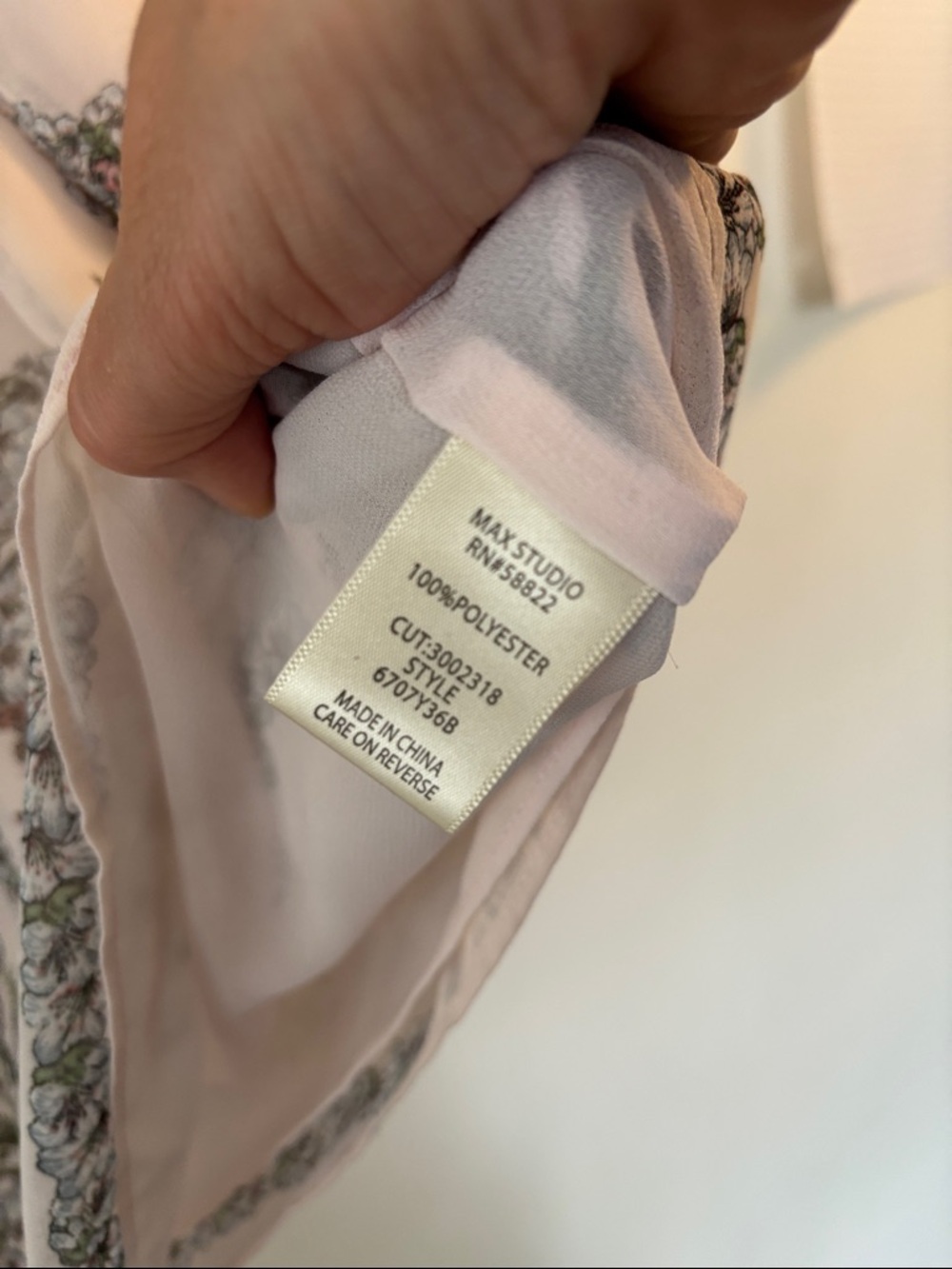 NWOT Max Studio Blush Pink Floral Ruffle Tie-Neck Peep Camisole - Picture 4 of 7